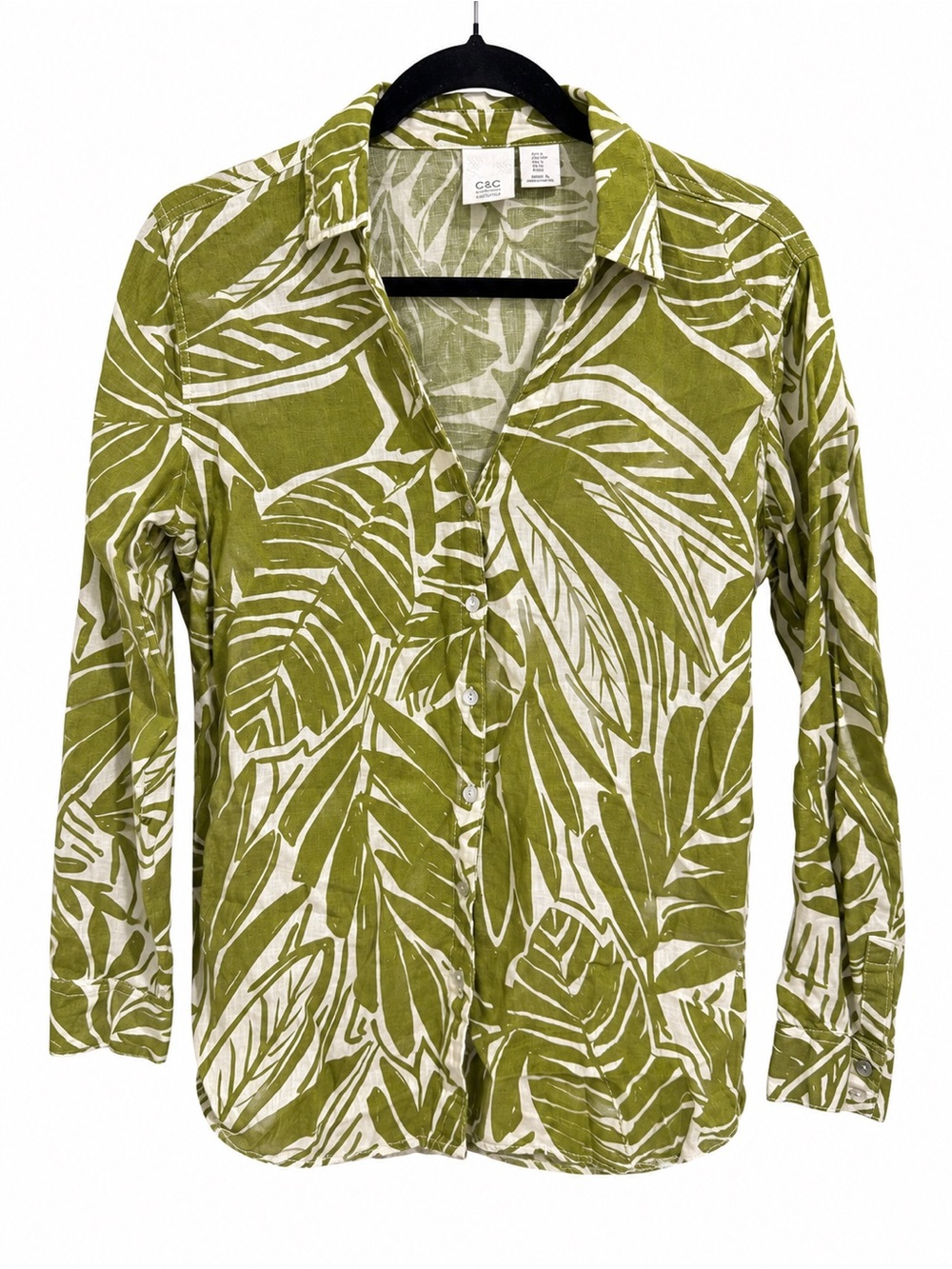 C&C California 100% Linen Tropical Button Down Shirt Small